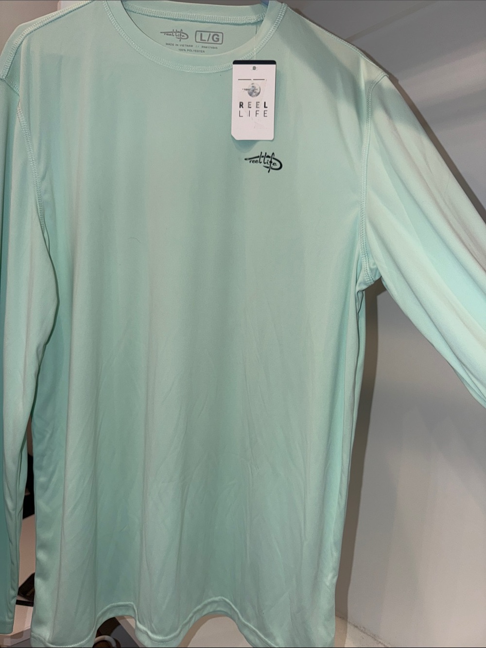 Reel Life Men’s Long-Sleeve Crew in Soft Mint